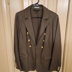 Lane Bryant Olive Green Blazer with Gold Buttons